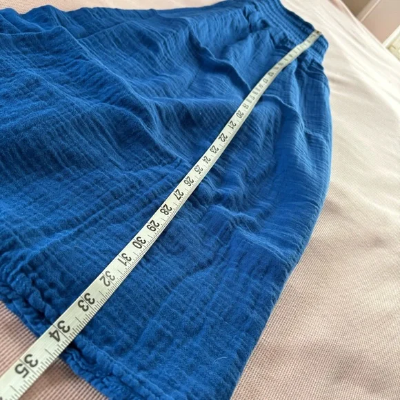 Old Navy Smocked Waist Pull On Midi Skirt Sapphire Blue Peasant Boho Med - Picture 8 of 8